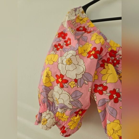 Vero Moda Floral Print Crop Top Pink Multicolor NWOT - Picture 5 of 7